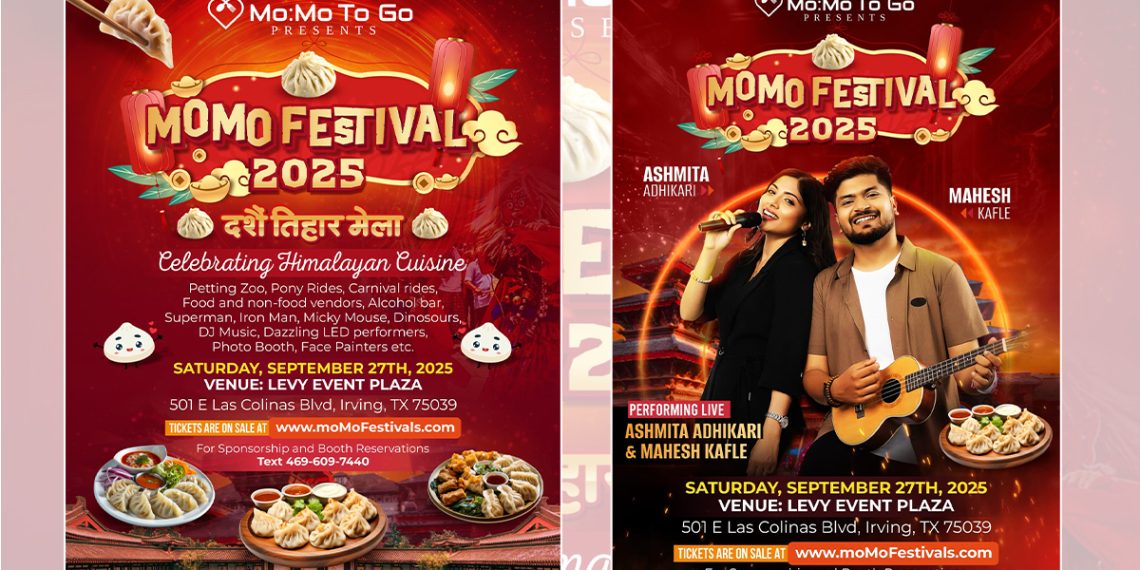 टेक्सासमा “MOMO FESTIVAL 2025” – दशैं–तिहार मेला, अश्मिता  र  काफ्लेको साथ विशेष सांगीतिक प्रस्तुति